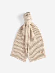 Barbour® Cream Saltburn Pom Beanie Hat & Scarf Gift Box Set - Image 4 of 6