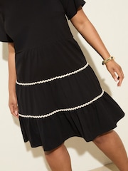 Friends Like These Black Curve Short Sleeve Jersey Mini Dress - Image 2 of 4