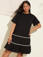 Friends Like These Black Curve Short Sleeve Jersey Mini Dress - Image 3 of 4