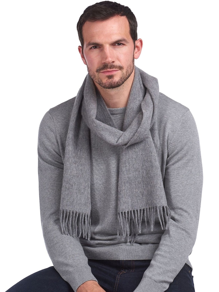 Barbour® Light Grey Plain Lambswool Scarf - Image 1 of 2 Barbour® Light Grey Plain Lambswool Scarf - Image 1 of 2