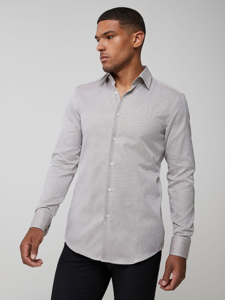 BOSS Natural Slim Fit Stretch Poplin Hank Shirt - Image 1 of 4 BOSS Natural Slim Fit Stretch Poplin Hank Shirt - Image 1 of 4