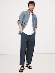 Banana Republic Navy/Blue Loose Cotton Poplin Pull On Cropped Trousers - Image 1 of 3
