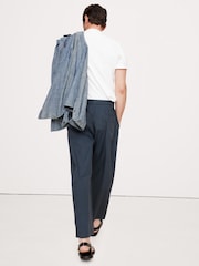 Banana Republic Navy/Blue Loose Cotton Poplin Pull On Cropped Trousers - Image 2 of 3