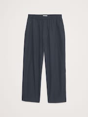 Banana Republic Navy/Blue Loose Cotton Poplin Pull On Cropped Trousers - Image 3 of 3