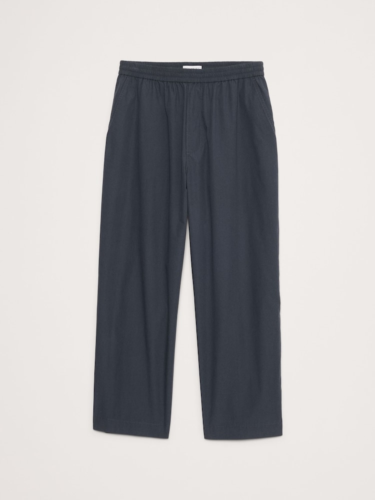 Banana Republic Navy/Blue Loose Cotton Poplin Pull On Cropped Trousers - Image 3 of 3