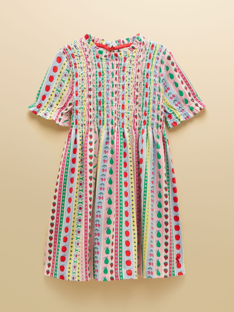 Joules Girls' Gracie Multi Stripe Short Sleeve Shirred Dress - Image 1 of 5