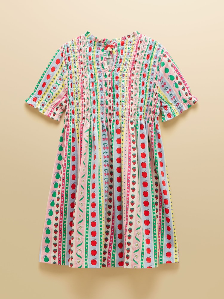 Joules Girls' Gracie Multi Stripe Short Sleeve Shirred Dress - Image 2 of 5