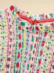 Joules Girls' Gracie Multi Stripe Short Sleeve Shirred Dress - Image 5 of 5