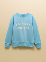 Joules Kids' Sundaze Light Blue Slogan Crew Neck Sweatshirt - Image 1 of 4