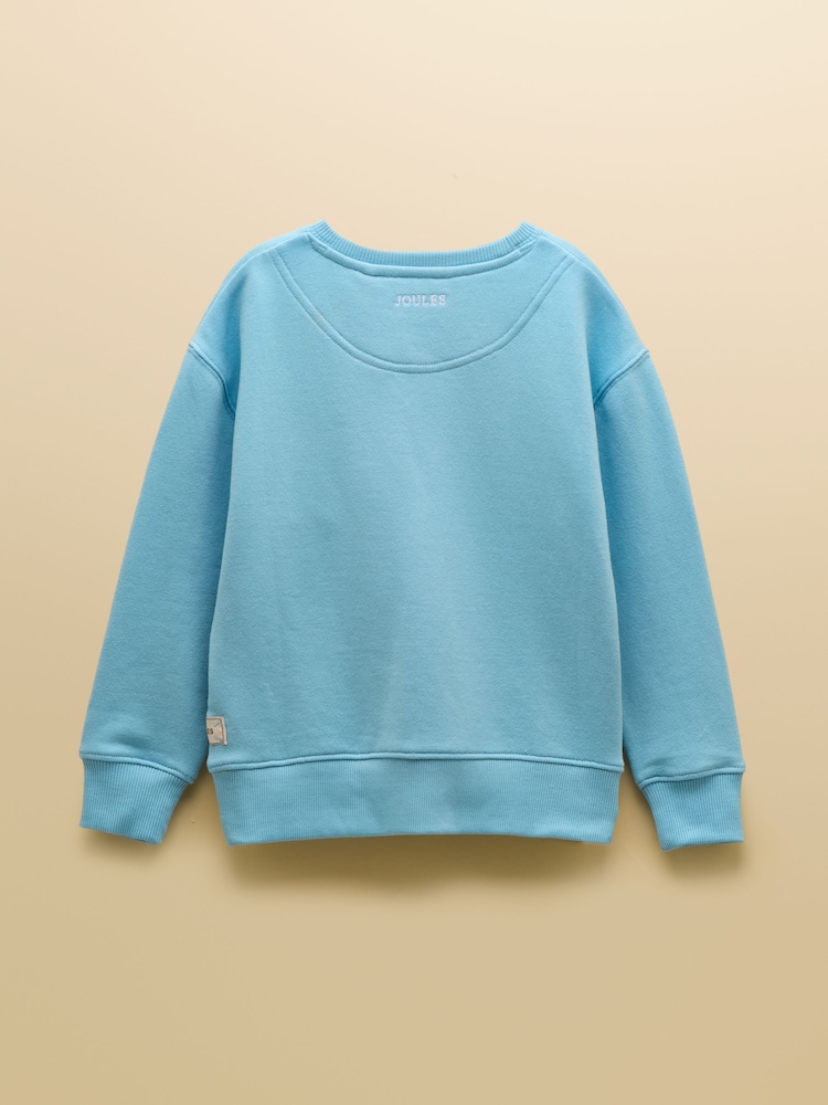 Joules Kids' Sundaze Light Blue Slogan Crew Neck Sweatshirt - Image 2 of 4