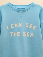 Joules Kids' Sundaze Light Blue Slogan Crew Neck Sweatshirt - Image 3 of 4