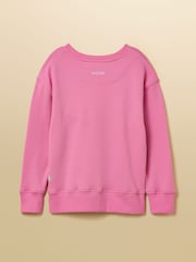 Joules Kids' Sundaze Bright Pink Slogan Crew Neck Sweatshirt - Image 4 of 7