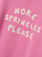 Joules Kids' Sundaze Bright Pink Slogan Crew Neck Sweatshirt - Image 5 of 7