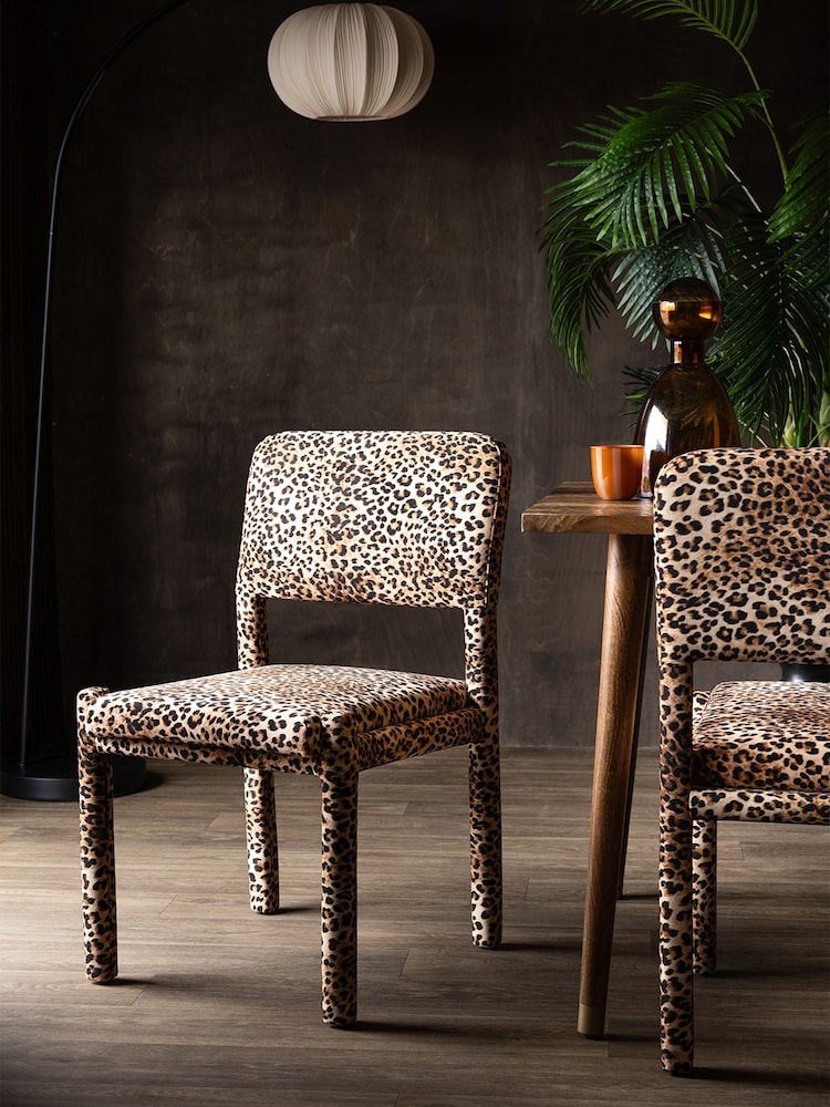 Rockett St George Set of 2 Leopard Love Velvet Starlet Dining Chairs - Image 1 of 4 Rockett St George Set of 2 Leopard Love Velvet Starlet Dining Chairs - Image 1 of 4