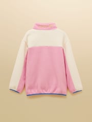 Joules Girls' Summit Pink & Cream Zip Up Polar Fleece - Image 2 of 5