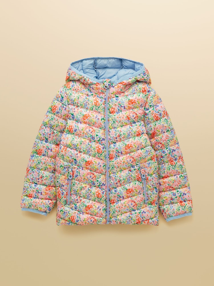Joules Kids' Cairn Cream Ditsy Showerproof Padded Coat with Hood - Image 1 of 5 Joules Kids' Cairn Cream Ditsy Showerproof Padded Coat with Hood - Image 1 of 5
