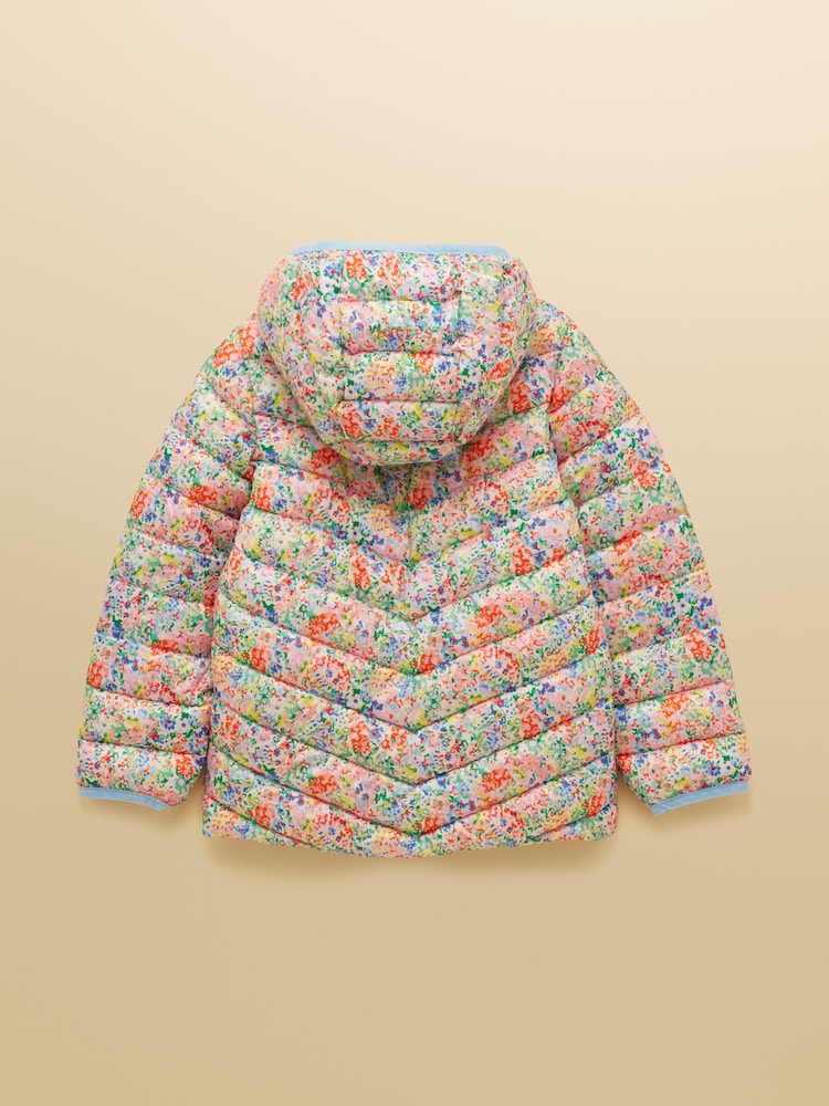 Joules Kids' Cairn Cream Ditsy Showerproof Padded Coat with Hood - Image 2 of 5 Joules Kids' Cairn Cream Ditsy Showerproof Padded Coat with Hood - Image 2 of 5
