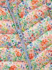 Joules Kids' Cairn Cream Ditsy Showerproof Padded Coat with Hood - Image 4 of 5