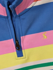 Joules Boys' Alfie Blue & Pink Stripe Quarter Zip Sweatshirt - Image 4 of 5
