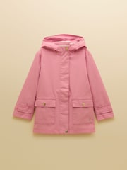Joules Kids' Port-Mini Pink Waterproof Raincoat With Hood - Image 1 of 4