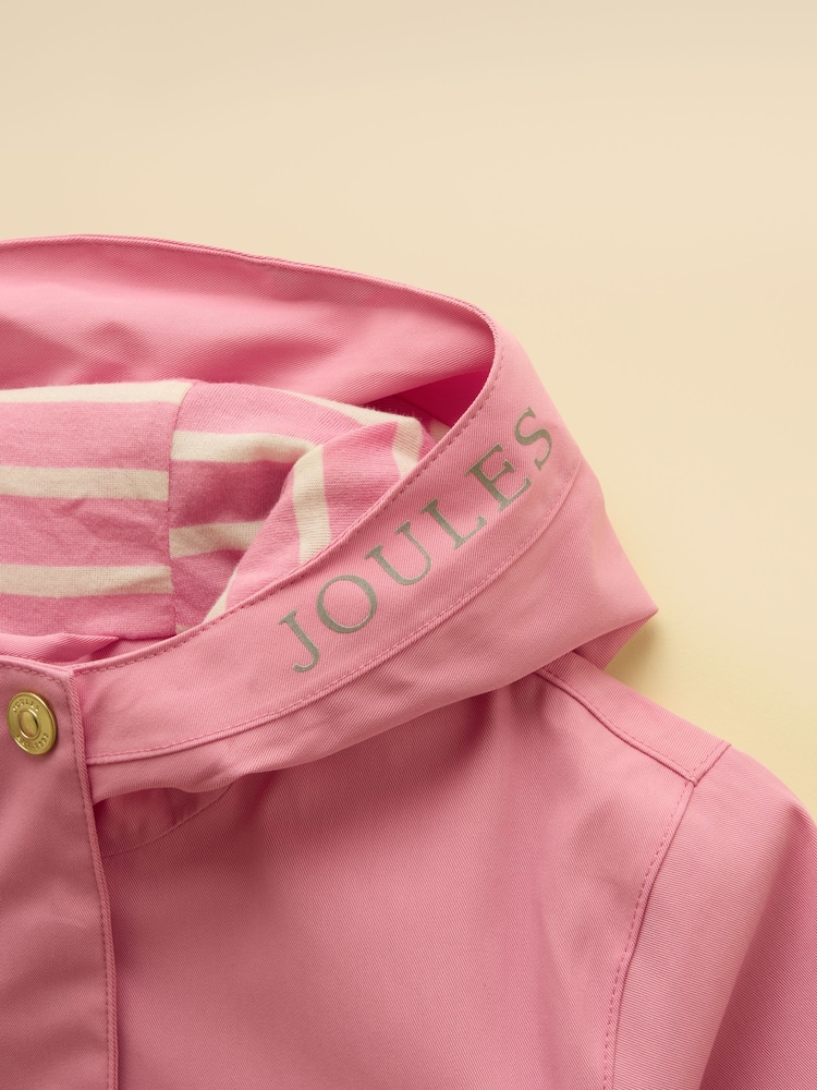 Joules Kids' Port-Mini Pink Waterproof Raincoat With Hood - Image 4 of 4
