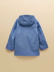 Joules Kids' Port-Mini Blue Waterproof Raincoat With Hood - Image 2 of 5