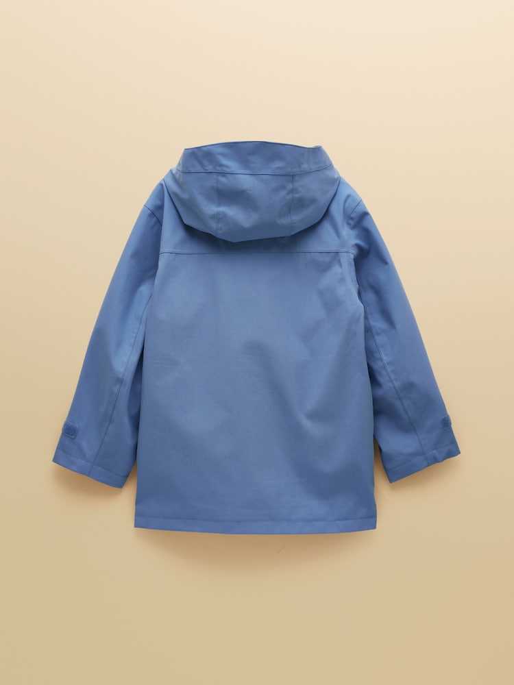 Joules Kids' Port-Mini Blue Waterproof Raincoat With Hood - Image 2 of 5