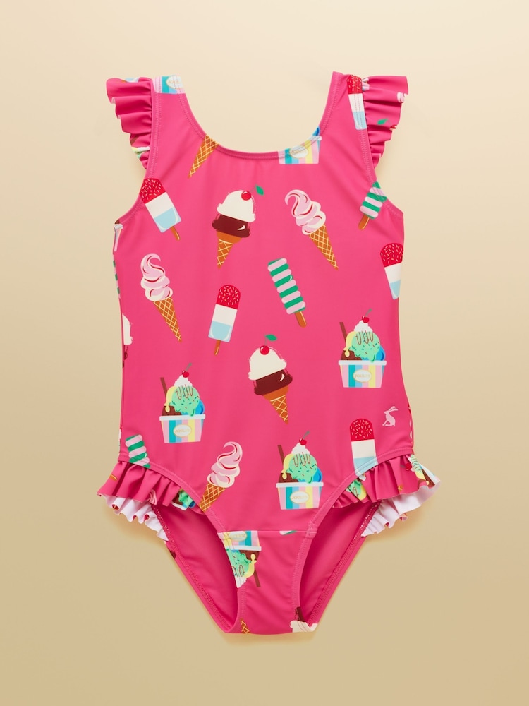 Joules Girls' Splash Pink Ice Cream Swimming Costume - Image 1 of 5