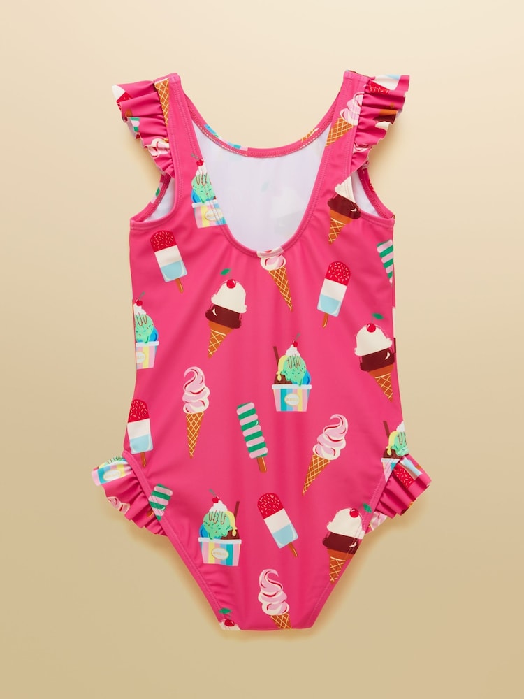 Joules Girls' Splash Pink Ice Cream Swimming Costume - Image 2 of 5