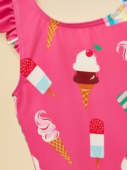 Joules Girls' Splash Pink Ice Cream Swimming Costume - Image 3 of 5
