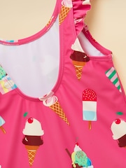 Joules Girls' Splash Pink Ice Cream Swimming Costume - Image 5 of 5