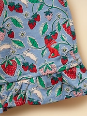 Joules Girls' Daisy Blue Strawberry Jersey Frill Shorts - Image 3 of 4