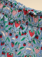 Joules Girls' Daisy Blue Strawberry Jersey Frill Shorts - Image 4 of 4