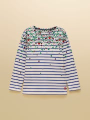 Joules Girls' Harbour Blue Strawberry Long Sleeve Jersey Top - Image 1 of 5