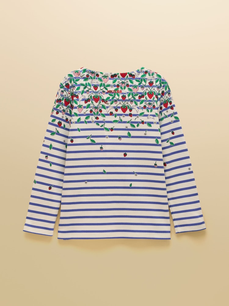 Joules Girls' Harbour Blue Strawberry Long Sleeve Jersey Top - Image 2 of 5