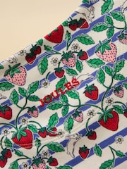 Joules Girls' Harbour Blue Strawberry Long Sleeve Jersey Top - Image 5 of 5