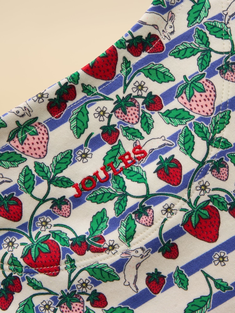 Joules Girls' Harbour Blue Strawberry Long Sleeve Jersey Top - Image 5 of 5