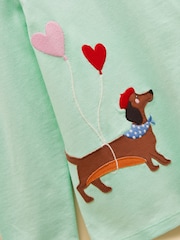 Mint Grønn - Joules Jenter langermet topp med applikasjon, Ava - Bilde 3 av 4