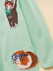 Πράσινο μέντας - Κοριτσίστικο τοπ με απλικέ Ava και μακριά μανίκια Joules για κορίτσια - Εικόνα 6 του 6