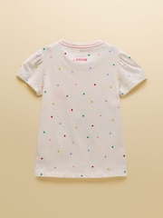 Joules Girls' Astra White Dog Applique Cotton T-Shirt - Image 2 of 5