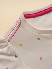 Joules Girls' Astra White Dog Applique Cotton T-Shirt - Image 4 of 5