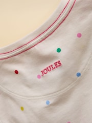 Joules Girls' Astra White Dog Applique Cotton T-Shirt - Image 5 of 5