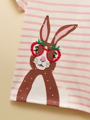 Rosa con conejito - Camiseta de algodón con apliques para niña Astra de Joules - Imagen 4 de 4