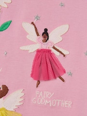 Joules Girls' Astra Pink Fairy Applique Cotton T-Shirt - Image 3 of 5