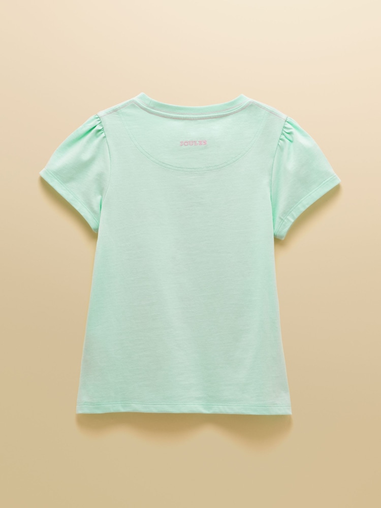 Joules Girls' Astra Blue Applique Cotton T-Shirt - Image 2 of 5
