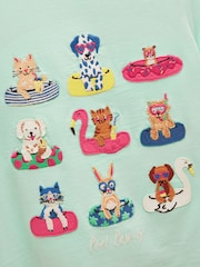 Joules Girls' Astra Blue Applique Cotton T-Shirt - Image 3 of 5