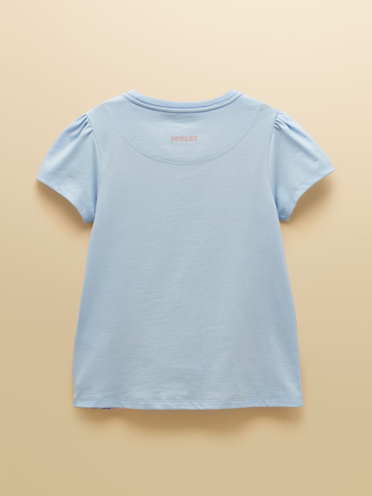 Joules Girls' Astra Blue Dogs Applique Cotton T-Shirt - Image 2 of 5