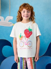 Cream - Joules Girls' Fundays Graphic Short Sleeve T-Shirt - Bild 1 von 6