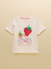 Cream - Joules Girls' Fundays Graphic Short Sleeve T-Shirt - Bild 2 von 6