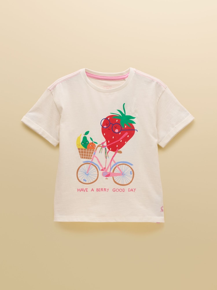 Cream - Joules Girls' Fundays Graphic Short Sleeve T-Shirt - Bild 2 von 6
